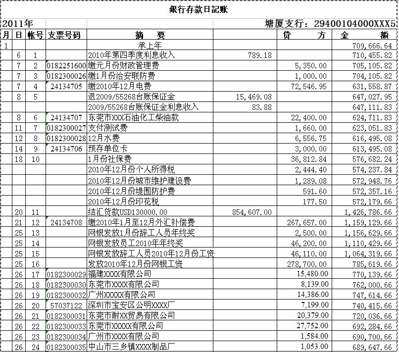 银行存款日记账04