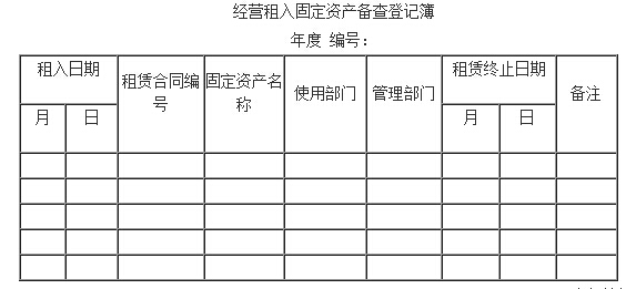 固定资产会计核算备查登记薄