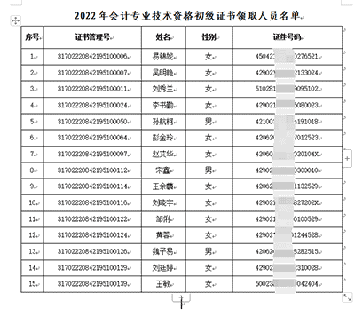 湖北神农架发布关于领取2022年会计初级资格证书的通知