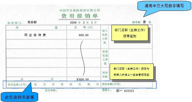 费用报销单填写范本3